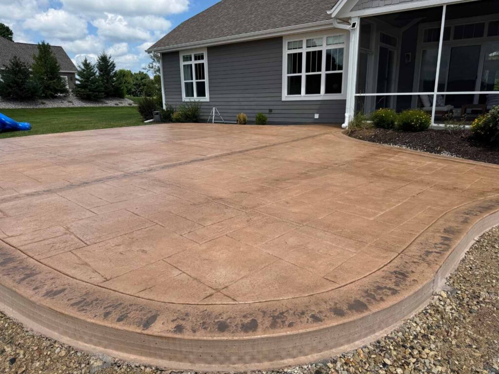 hubertus stamped ashlar slate concrete patio radius border 1