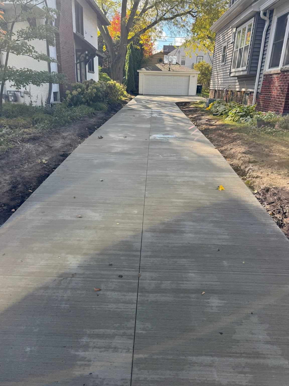 Wauwatosa Brushed finish concrete driveway