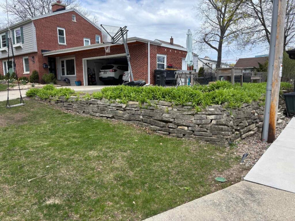 wauwatosa retaining wall before stone decay erosion
